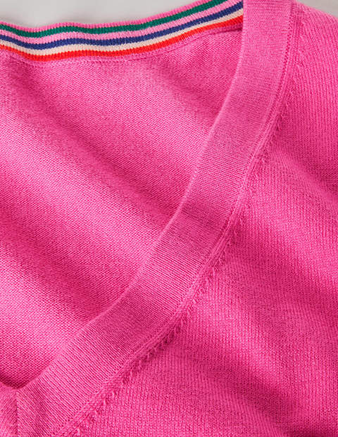 Baumwollpullover mit V-Ausschnitt - Zuckerstangenrosa Baumwollpullover mit V-Ausschnitt - Zuckerstangenrosa