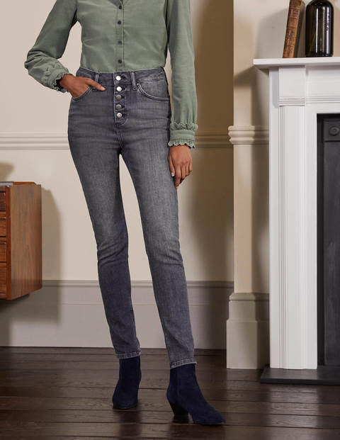Button Fly Skinny Jeans - Authentic Grey Button Fly Skinny Jeans - Authentic Grey