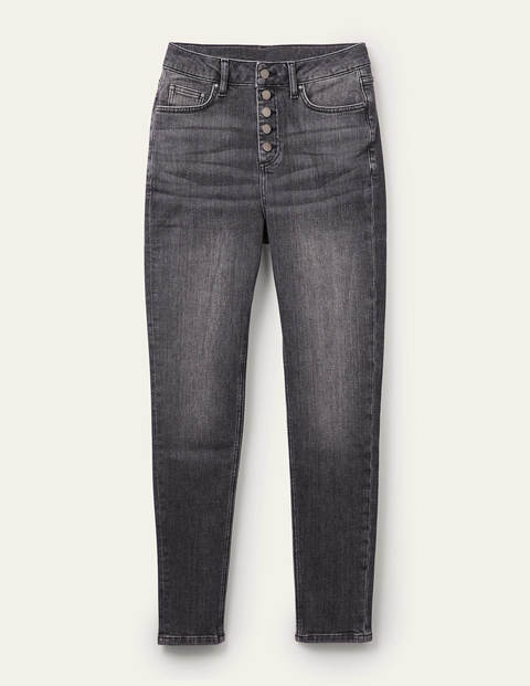 Button Fly Skinny Jeans - Authentic Grey Button Fly Skinny Jeans - Authentic Grey