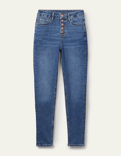 Button Fly Skinny Jeans - Mid Vintage Button Fly Skinny Jeans - Mid Vintage