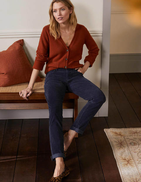 Cord Girlfriend Jeans - Navy Cord Girlfriend Jeans - Navy