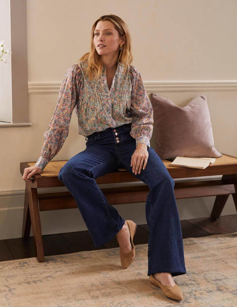 Button Fly Relaxed Flares - Dark Vintage