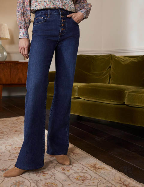 Button Fly Relaxed Flares - Dark Vintage Button Fly Relaxed Flares - Dark Vintage