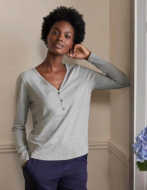 Emma Long Sleeve Pyjama Top - Grey Marl Emma Long Sleeve Pyjama Top - Grey Marl