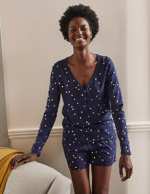 Emma Long Sleeve Pyjama Top - Navy, Scattered Spot Emma Long Sleeve Pyjama Top - Navy, Scattered Spot