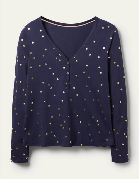 Emma Long Sleeve Pyjama Top - Navy, Scattered Spot Emma Long Sleeve Pyjama Top - Navy, Scattered Spot