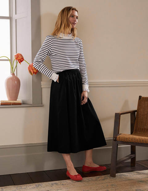 Cotton Sateen Skirt - Black Cotton Sateen Skirt - Black