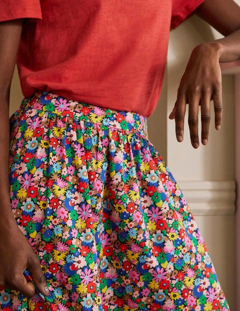 Cotton Sateen Skirt - Cherry Red, Paintbox Ditsy Cotton Sateen Skirt - Cherry Red, Paintbox Ditsy