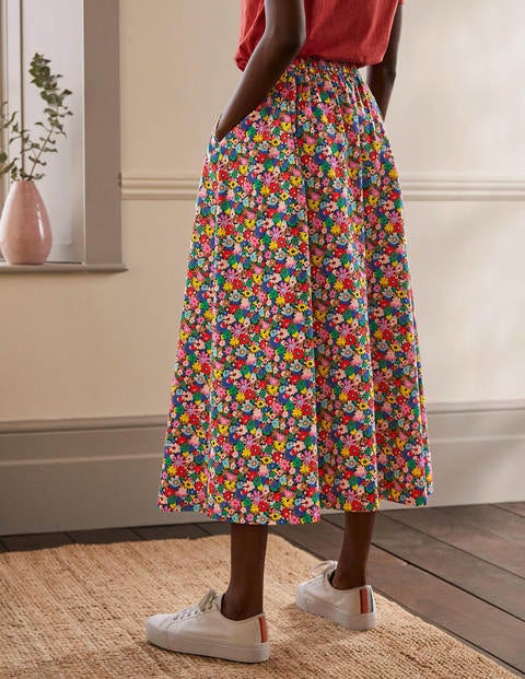 Cotton Sateen Skirt - Cherry Red, Paintbox Ditsy Cotton Sateen Skirt - Cherry Red, Paintbox Ditsy