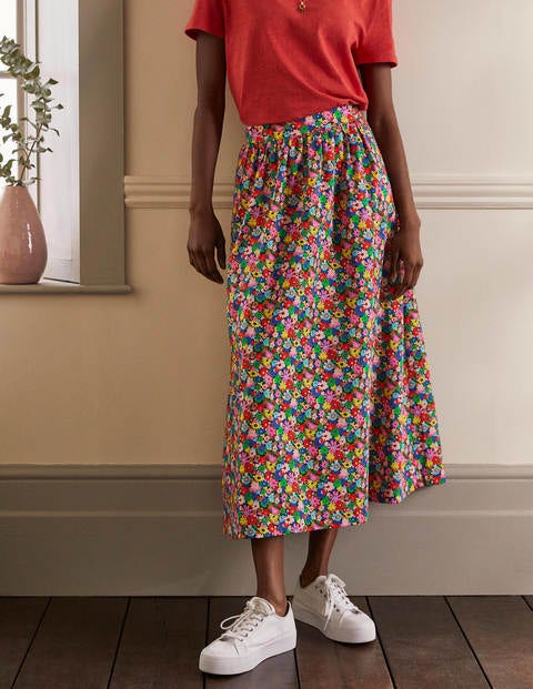 Cotton Sateen Skirt - Cherry Red, Paintbox Ditsy Cotton Sateen Skirt - Cherry Red, Paintbox Ditsy