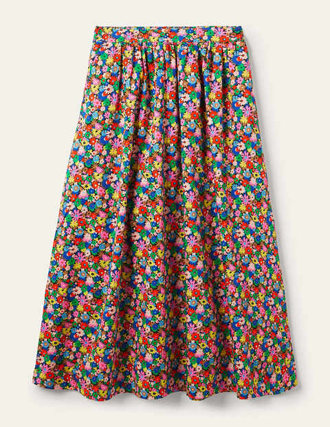 Cotton Sateen Skirt - Cherry Red, Paintbox Ditsy Cotton Sateen Skirt - Cherry Red, Paintbox Ditsy