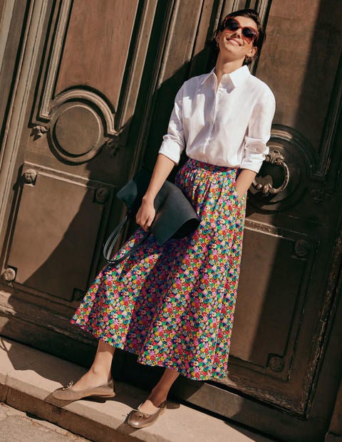 Cotton Sateen Skirt - Cherry Red, Paintbox Ditsy Cotton Sateen Skirt - Cherry Red, Paintbox Ditsy