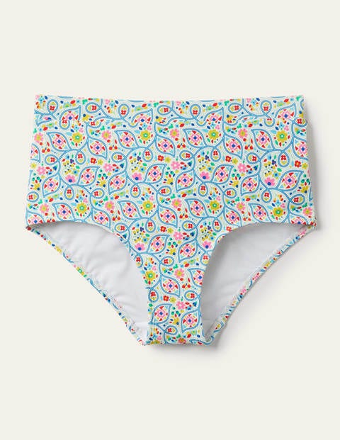 Bas de bikini taille haute - Ivoire, motif Leafy Floral Bas de bikini taille haute - Ivoire, motif Leafy Floral