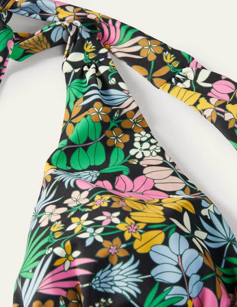 Deep V-neck Swimsuit - Black, Jungle Floral Deep V-neck Swimsuit - Black, Jungle Floral