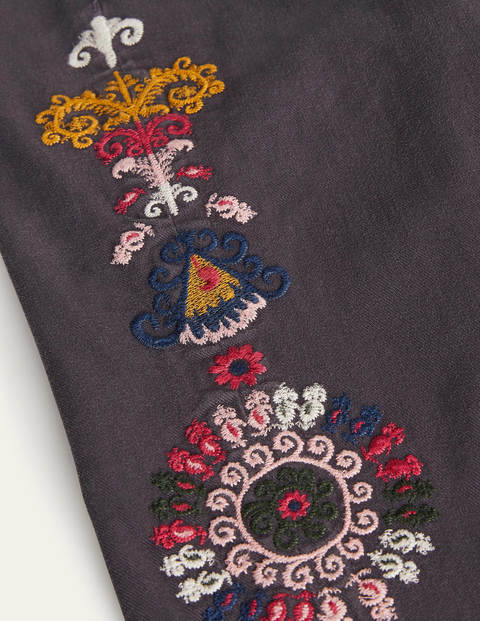 Girlfriend Jeans - Asphalt Embroidered Girlfriend Jeans - Asphalt Embroidered