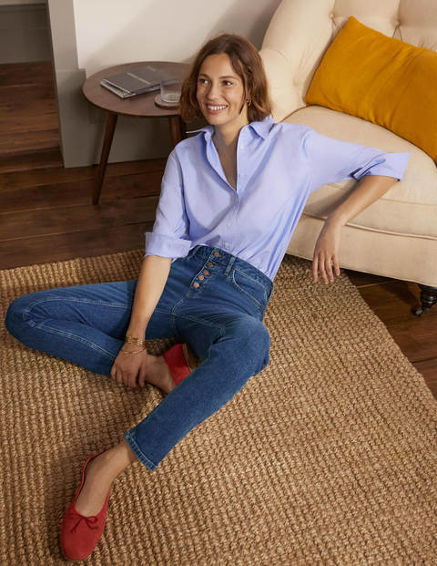 Girlfriend-Jeans - Mittleres Vintageblau Girlfriend-Jeans - Mittleres Vintageblau