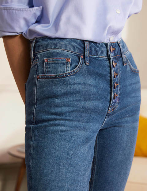 Girlfriend-Jeans - Mittleres Vintageblau Girlfriend-Jeans - Mittleres Vintageblau