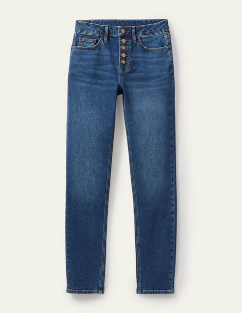 Girlfriend-Jeans - Mittleres Vintageblau Girlfriend-Jeans - Mittleres Vintageblau