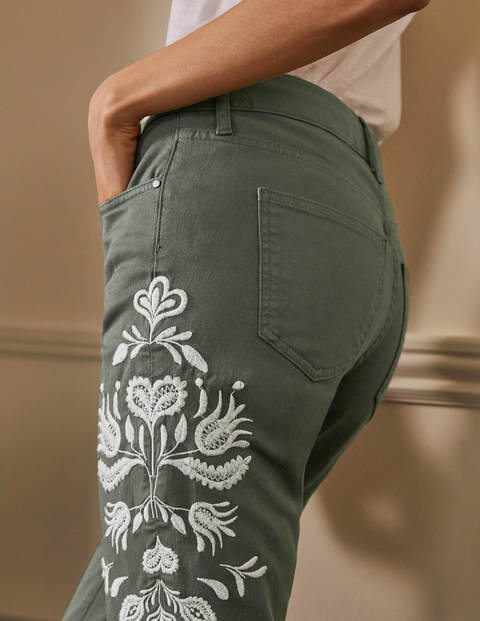 Girlfriend-Jeans - Erlengrün, Stickerei Girlfriend-Jeans - Erlengrün, Stickerei