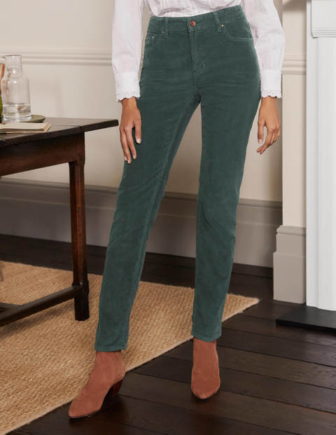 Schmale Cord-Jeans mit geradem Bein - Wellington-Grün Schmale Cord-Jeans mit geradem Bein - Wellington-Grün