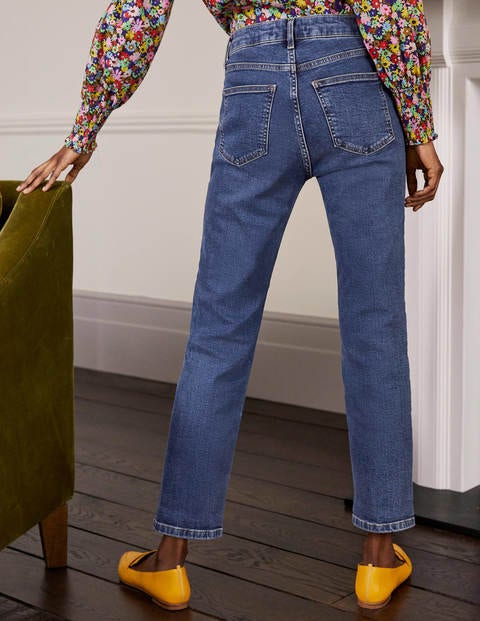 Schmale 7/8-Hose mit geradem Schnitt - Mittleres Vintageblau Schmale 7/8-Hose mit geradem Schnitt - Mittleres Vintageblau