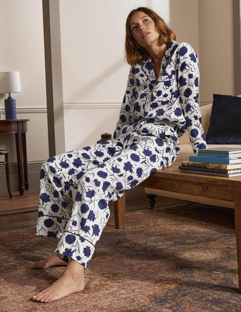 Janie Pajama Bottoms - Ivory, Leafy Bud Janie Pajama Bottoms - Ivory, Leafy Bud