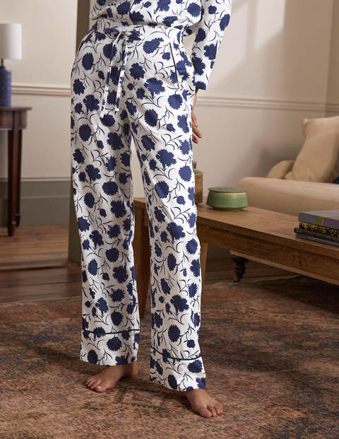 Janie Pajama Bottoms - Ivory, Leafy Bud Janie Pajama Bottoms - Ivory, Leafy Bud