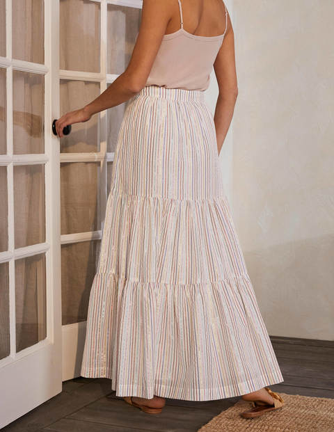 Lorna Tiered Maxi Skirt - Multi Lurex Woven Stripe Lorna Tiered Maxi Skirt - Multi Lurex Woven Stripe