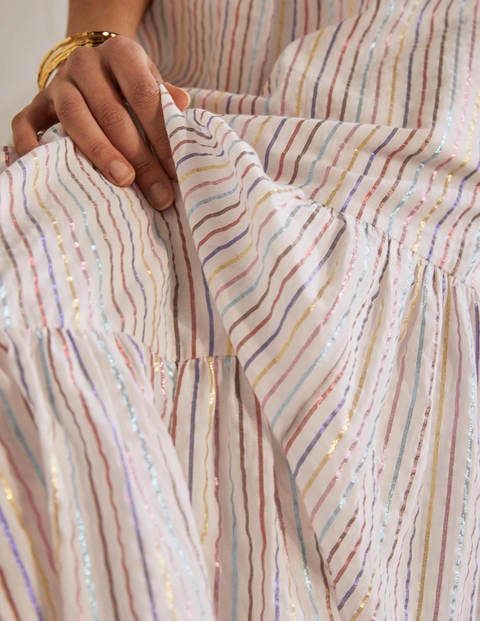 Lorna Tiered Maxi Skirt - Multi Lurex Woven Stripe Lorna Tiered Maxi Skirt - Multi Lurex Woven Stripe