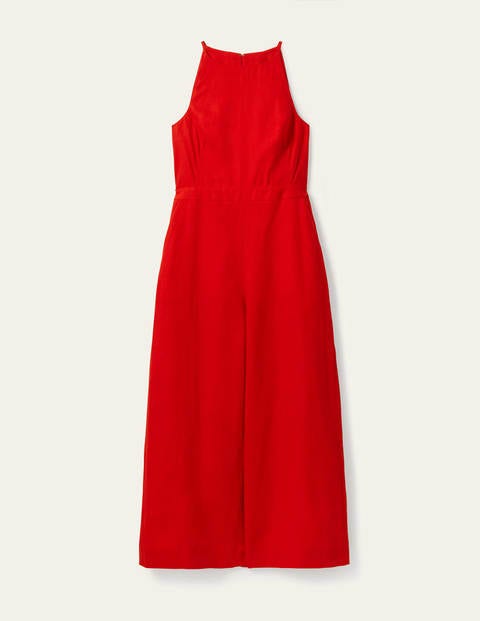 Halterneck Linen Jumpsuit - Red Halterneck Linen Jumpsuit - Red