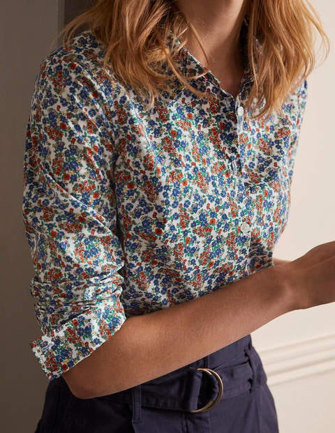 The Cotton Shirt - Ivory, Pretty Floral The Cotton Shirt - Ivory, Pretty Floral