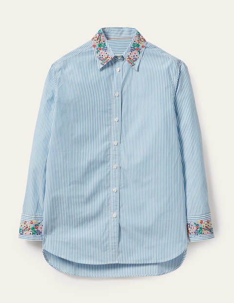 Agnes Oversize-Hemd - Zartes Seeblau, Feine Streifen Agnes Oversize-Hemd - Zartes Seeblau, Feine Streifen