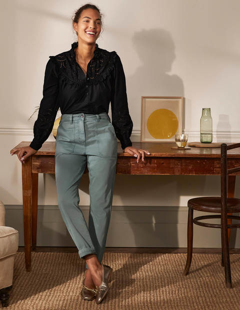 Broderie Frill Cotton Shirt - Black Broderie Frill Cotton Shirt - Black