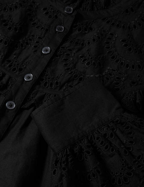 Broderie Frill Cotton Shirt - Black Broderie Frill Cotton Shirt - Black