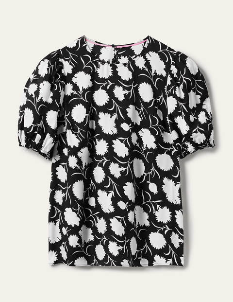 Adriana Puff Sleeve Top - Black, Leafy Bud Adriana Puff Sleeve Top - Black, Leafy Bud