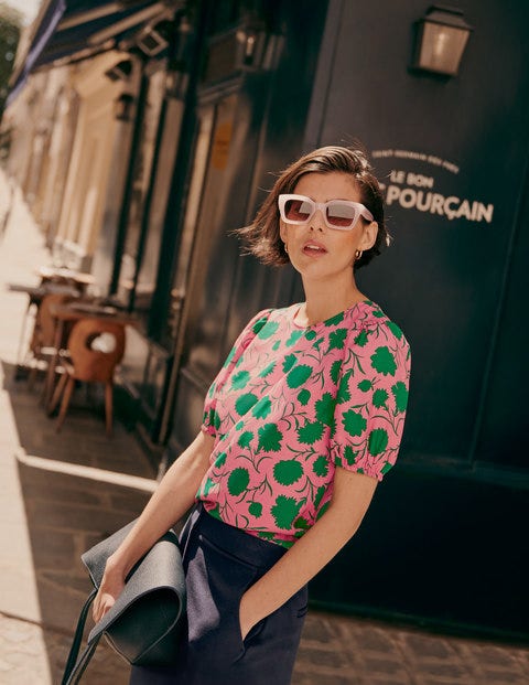 Adriana Puff Sleeve Top - Pink Lemonade, Leafy Bud Adriana Puff Sleeve Top - Pink Lemonade, Leafy Bud