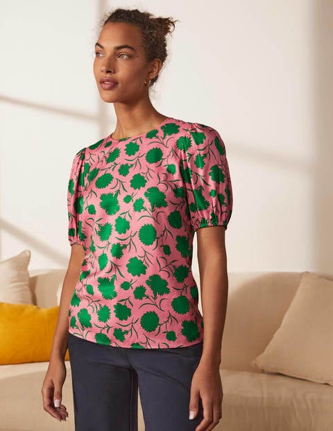 Adriana Puff Sleeve Top - Pink Lemonade, Leafy Bud Adriana Puff Sleeve Top - Pink Lemonade, Leafy Bud