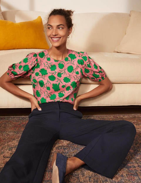 Adriana Puff Sleeve Top - Pink Lemonade, Leafy Bud Adriana Puff Sleeve Top - Pink Lemonade, Leafy Bud