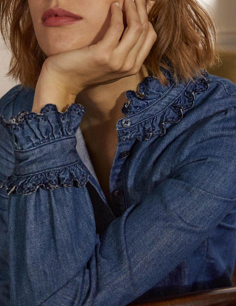 Eliza Broderie Shirt - Mid Vintage Denim Eliza Broderie Shirt - Mid Vintage Denim