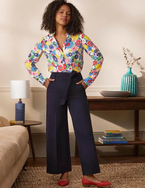 Ruffle Silk Shirt - Ivory, Paintbox Ditsy Ruffle Silk Shirt - Ivory, Paintbox Ditsy