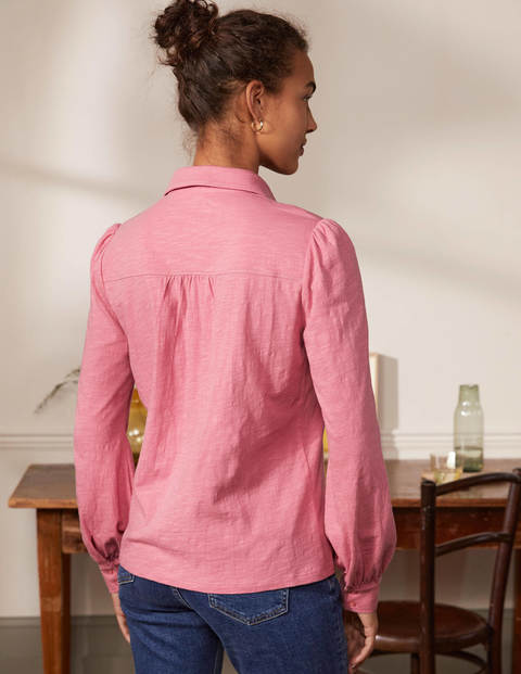 Gathered Detail Jersey Shirt - Dusk Cloud Pink Gathered Detail Jersey Shirt - Dusk Cloud Pink