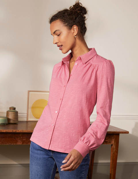 Gathered Detail Jersey Shirt - Dusk Cloud Pink Gathered Detail Jersey Shirt - Dusk Cloud Pink