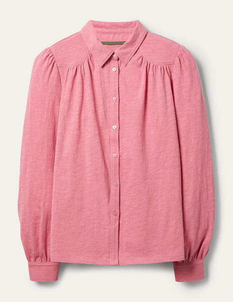 Gathered Detail Jersey Shirt - Dusk Cloud Pink Gathered Detail Jersey Shirt - Dusk Cloud Pink