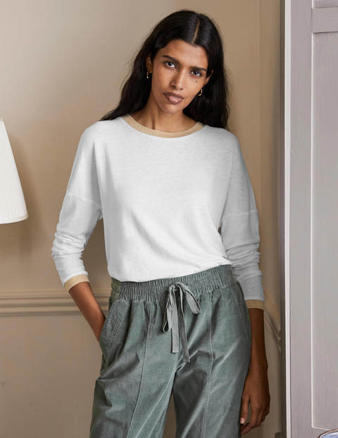 Linen Sparkle Long Sleeve Tee - White Linen Sparkle Long Sleeve Tee - White