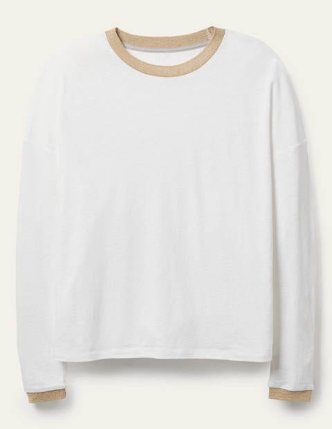 Linen Sparkle Long Sleeve Tee - White Linen Sparkle Long Sleeve Tee - White