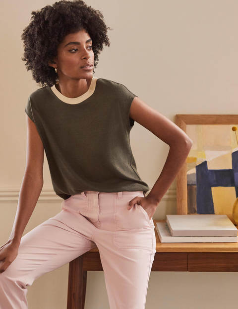 Linen Sparkle Short Sleeve Tee - Classic Khaki Linen Sparkle Short Sleeve Tee - Classic Khaki