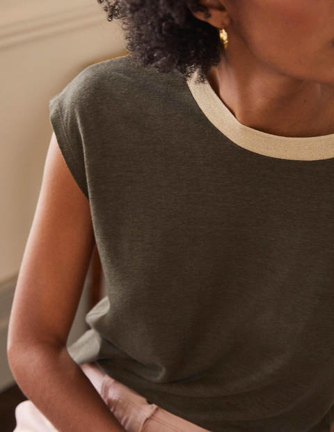 Linen Sparkle Short Sleeve Tee - Classic Khaki Linen Sparkle Short Sleeve Tee - Classic Khaki
