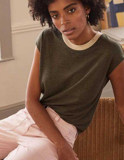 Linen Sparkle Short Sleeve Tee - Classic Khaki Linen Sparkle Short Sleeve Tee - Classic Khaki