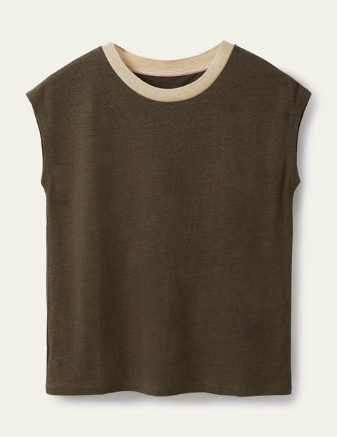 Linen Sparkle Short Sleeve Tee - Classic Khaki Linen Sparkle Short Sleeve Tee - Classic Khaki