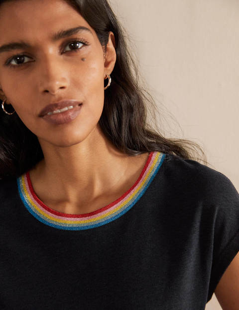 Linen Sparkle Short Sleeve Tee - Navy Linen Sparkle Short Sleeve Tee - Navy